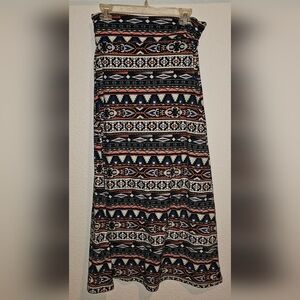 Hot Kiss Maxi Skirt Aztec Print Bohemian Long Colorful S M Stretch Jersey Design